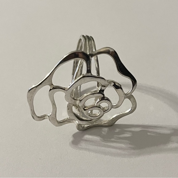 Sterling Silver Large Blooming Rose Flower 925 Statement Ring Size 11.5-12 - Picture 12 of 16